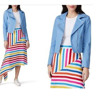 Color Me Courtney Jacket Women 6 Blue‎ Moto Dennis Biker Jacket MSRP:$250 Punk